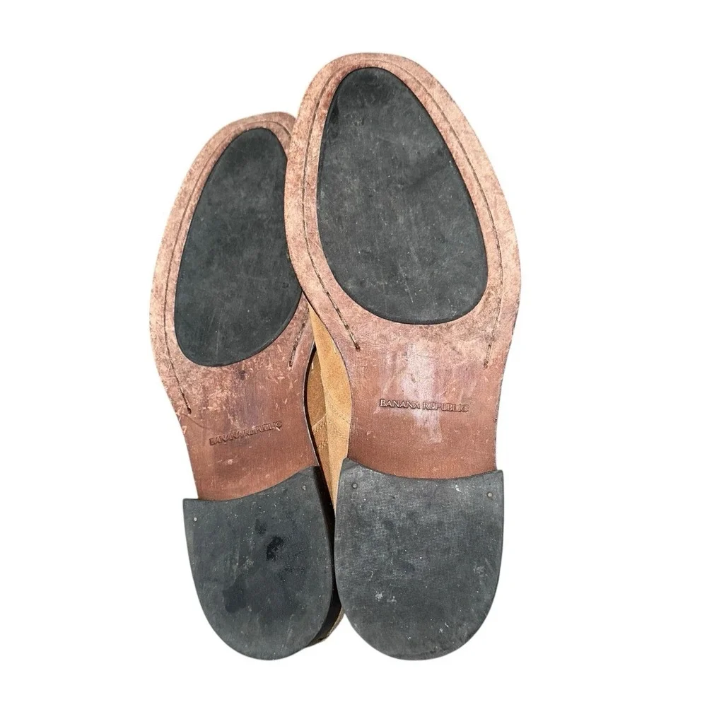 Banana‎ Republic Mens 10 Boots Tan Suede Ankle Lace Up Business Preppy Boho